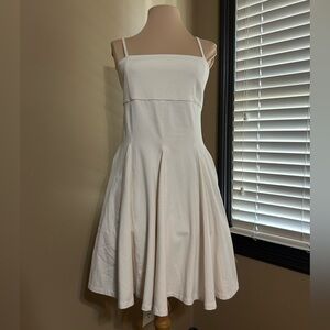 American Eagle Outfitters Pleated Spaghetti Strap White Cream Dress
